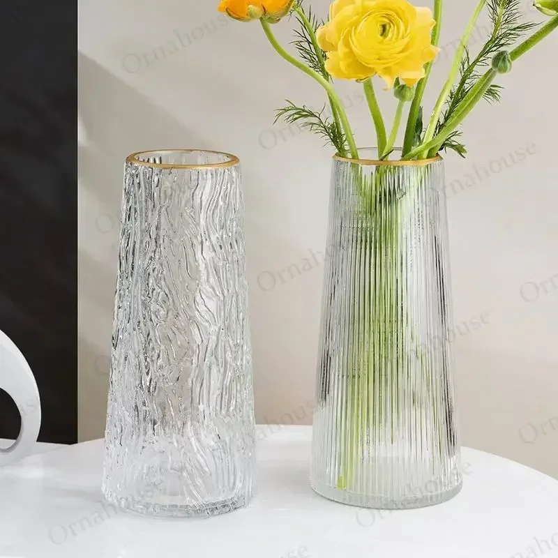 Nordic Glass Vase for Decoration, Creative, Transparent, Minimalist, Minimalist, Ceramic, Flower Vases