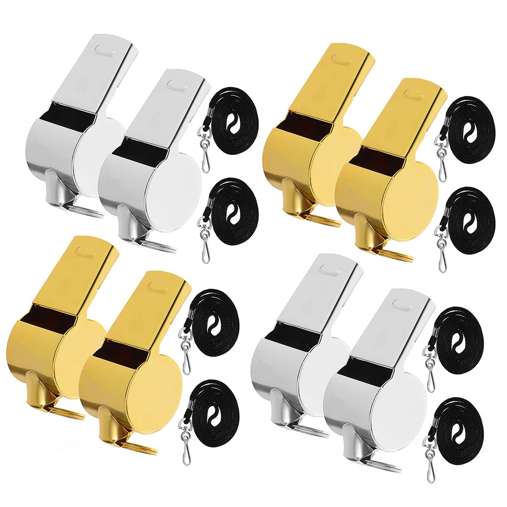 4 Stück Metallpfeife, Outdoor-Sicherheitspfeife für Camping, Wandern, Reisen, Überleben, leicht, Anhänger, Schiedsrichter, Sport, Notfall