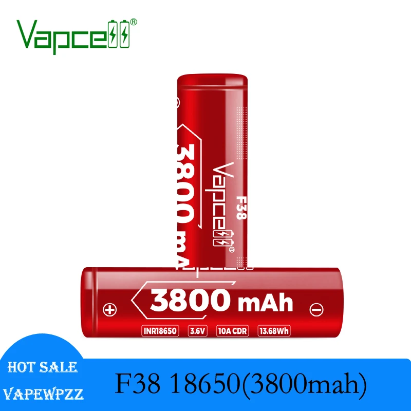 1-10pcs New Vapcell F38 18650 3800mah 10A battery INR18650 3.6V Rechargable Li-ion Batteries Flat top For Battery Pack Cell