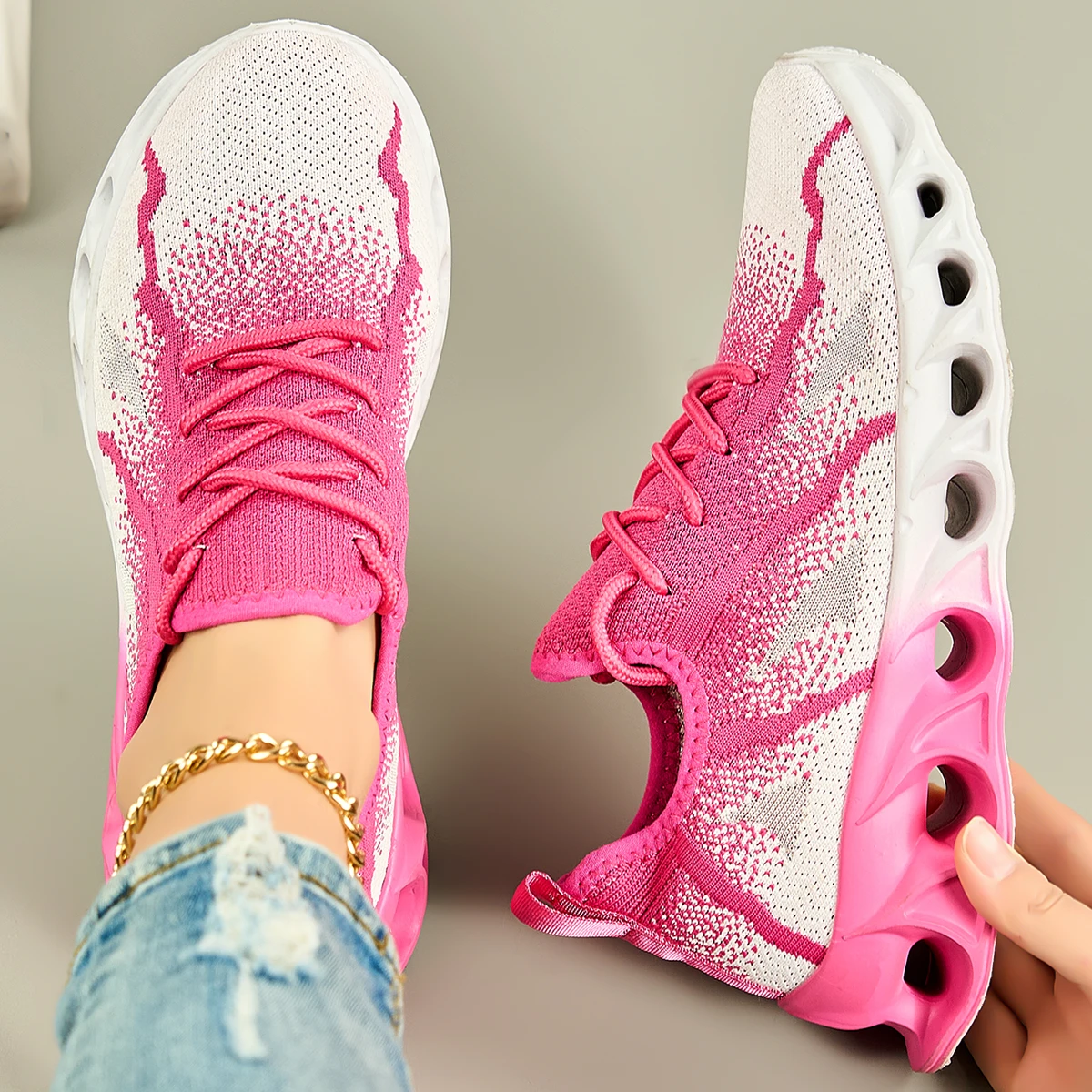 

Women's running shoes, lightweight mesh, breathable and comfortable flat soft tennis shoes, blade sports shoes for women