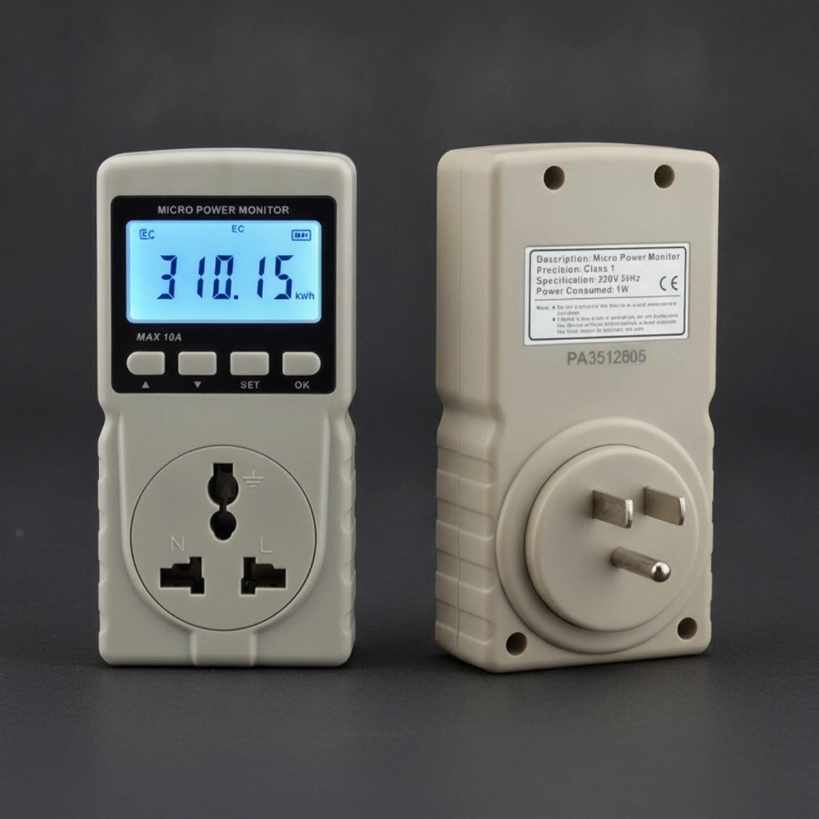 Micro Power Monitor Digital Insert Watt Meter Plug-Power Monitor Meter Compact Electricity Usage Monitor Utilitarian for DIYers