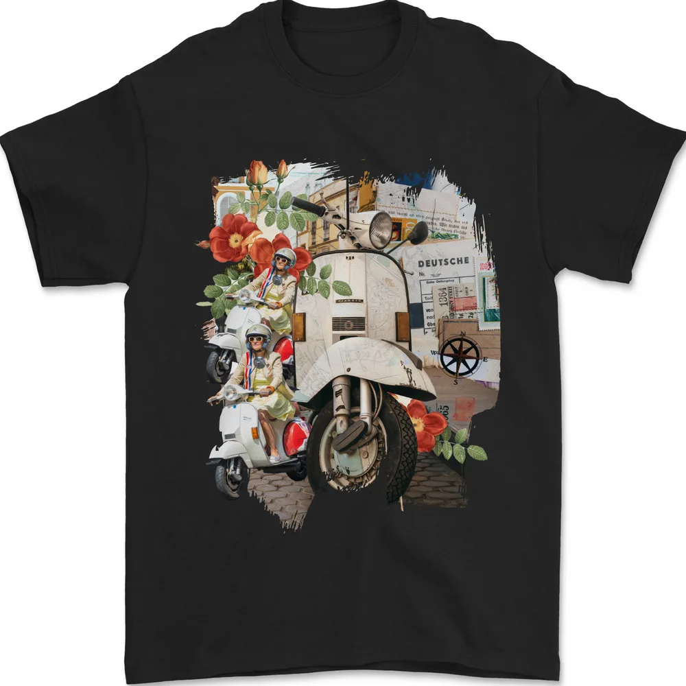 Scooter Collage Men's T-Shirt Tee MOD Culture Moped Bike Unisex T-shirts For Men Women Summer Tees Cotton Luxury Brand