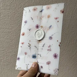little flower and leaf  Vellum  Wrap suitable for a 5 x 7 Wedding Invitation