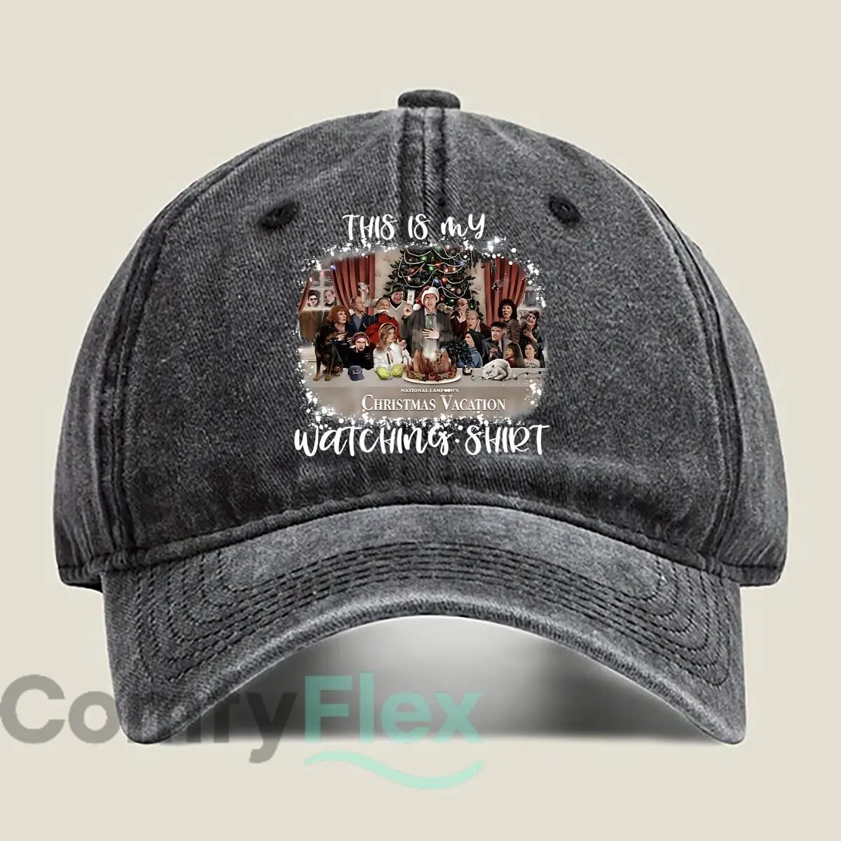 “Christmas Vacation Watching Shirt” Family Scene Unisex Adjustable Adult Washed Baseball Cap Casual Hat for Men & Women Hip Hop