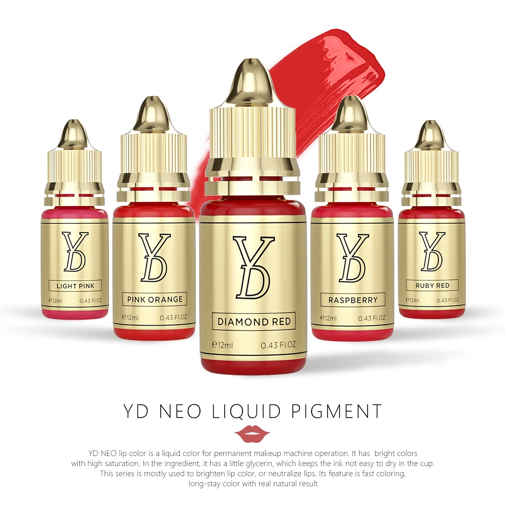 Hot YD 12ML Lips Tint Tattoo Ink Microblading Paint Pigments Professional Permanent Makeup Lip Pigment Beauty Art for Women Red