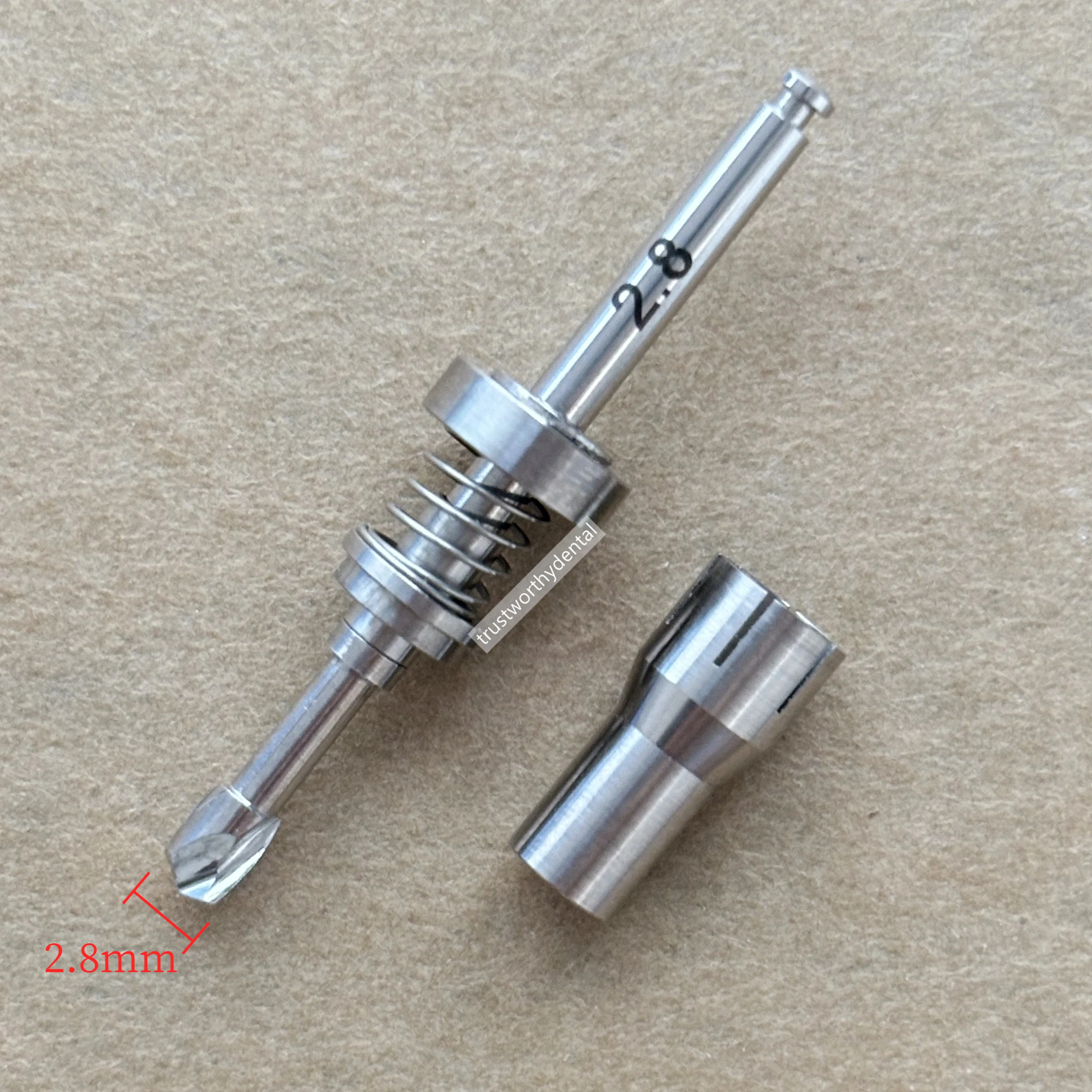 Taladro de resorte para cosecha de huesos Dental φ2.8, fresas de Trephine, taladro de recolección de polvo de hueso autogénico
