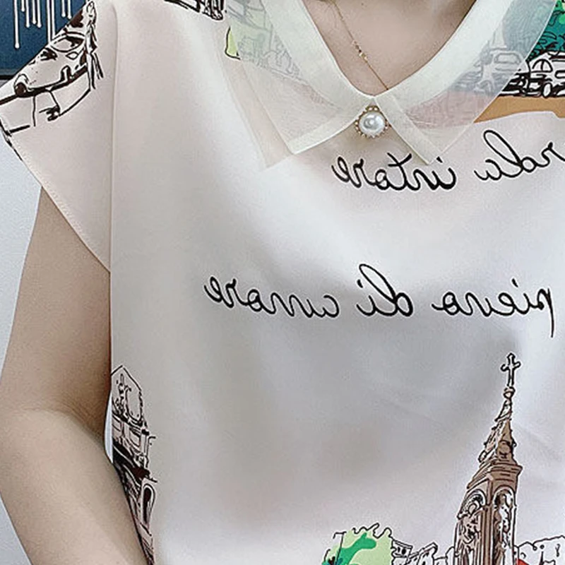 Camiseta de verano para mujer, Blusa de manga corta con cuello vuelto, cuello en V, estampado de letras de diamantes, Tops elegantes