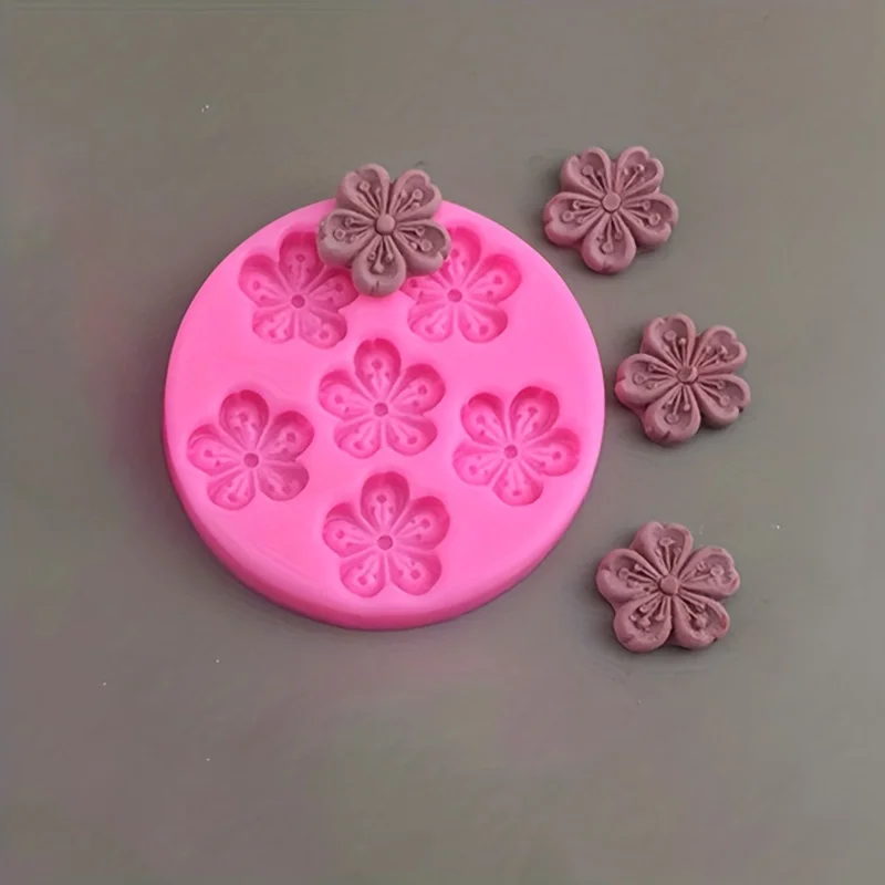 1 Piece, Sugar Flipping Silicone Six Link Peach Blossom Shaped Baked Edge Handmade Decorative Silicone Mold