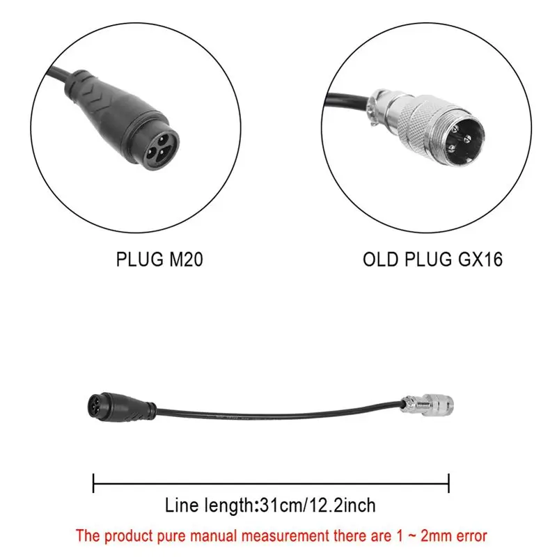 ABGI GX16 Socket Adapter for Dualtron/for TEVERUN, 3-Pin to New Plug MINI MOTORS Transfer Cable Accessories