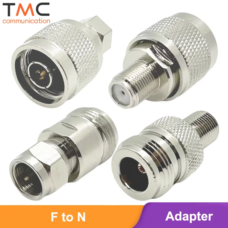 F to N Adapter Kit N Type to F Male Female Brass RF Coaxial Adapter TV Antenna Extension Connector