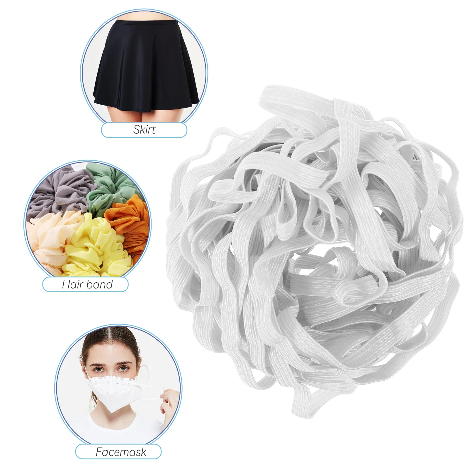 

1 Roll 10M X 6Mm Elastic Band White Flat Stretch Sewing For Waistbands Cuffs Necklines Underwear Crafts Diy Knitting Project