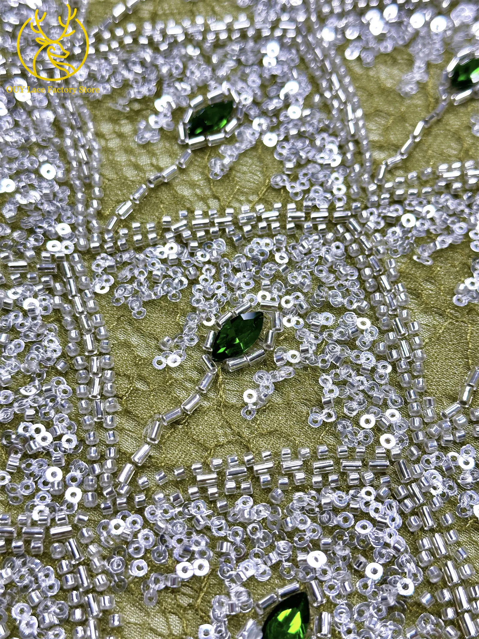 Hochwertiger Österreichischer Diamant-Stein-Spitzenstoff 2026 Afrikanischer Perlen-Pailletten-Spitzenstoff Nigerianische Spitze für Brautkleider und Hochzeitskleider – Detail 10