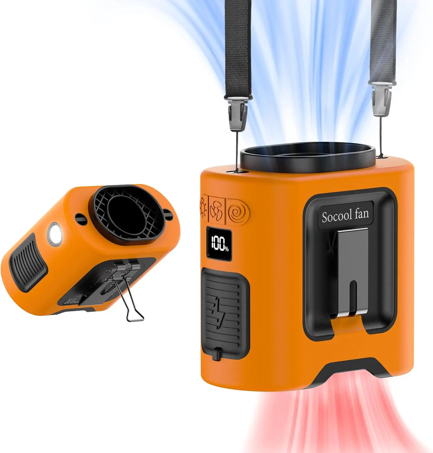 

Портативный вентилятор на пояс с креплением на ремень, вращение на 360°, перезаряжаемый, персональный вентилятор для рубашки, 67 часов работы, 5 скоростей, на батарейках