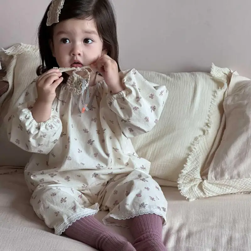 

2025 Autumn New Baby Girl Long Sleeve Clothes Set Girls Cute Floral Tops + Pants 2pcs Suit Kids Cotton Set Infant Loose Outfits
