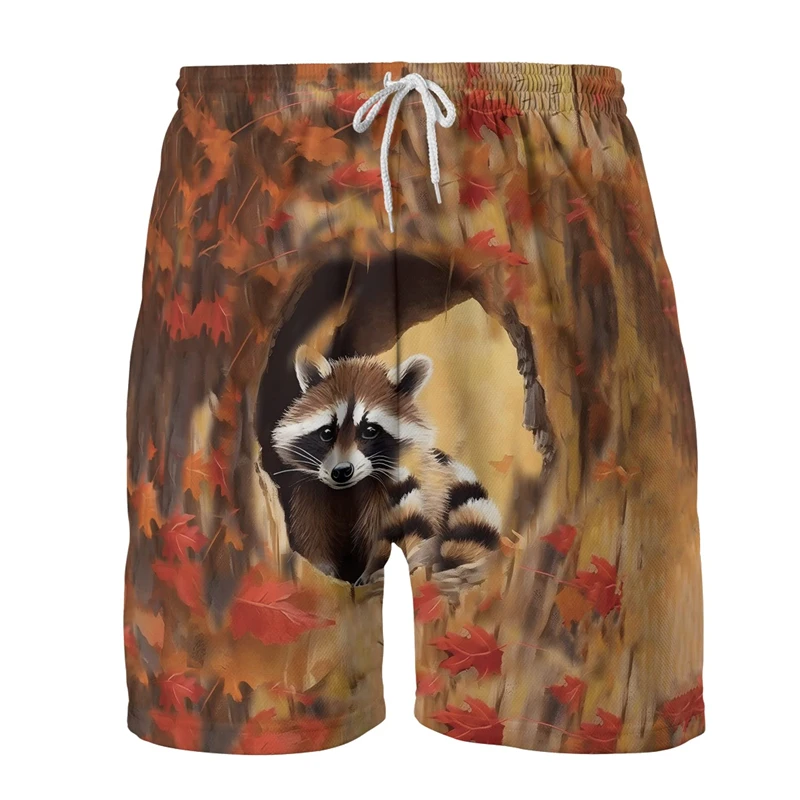 

Пляжные шорты Procyon Lotor с 3D-принтом, забавные шорты с изображением енота, короткие брюки для мужчин, повседневная одежда в стиле хип-хоп, топы