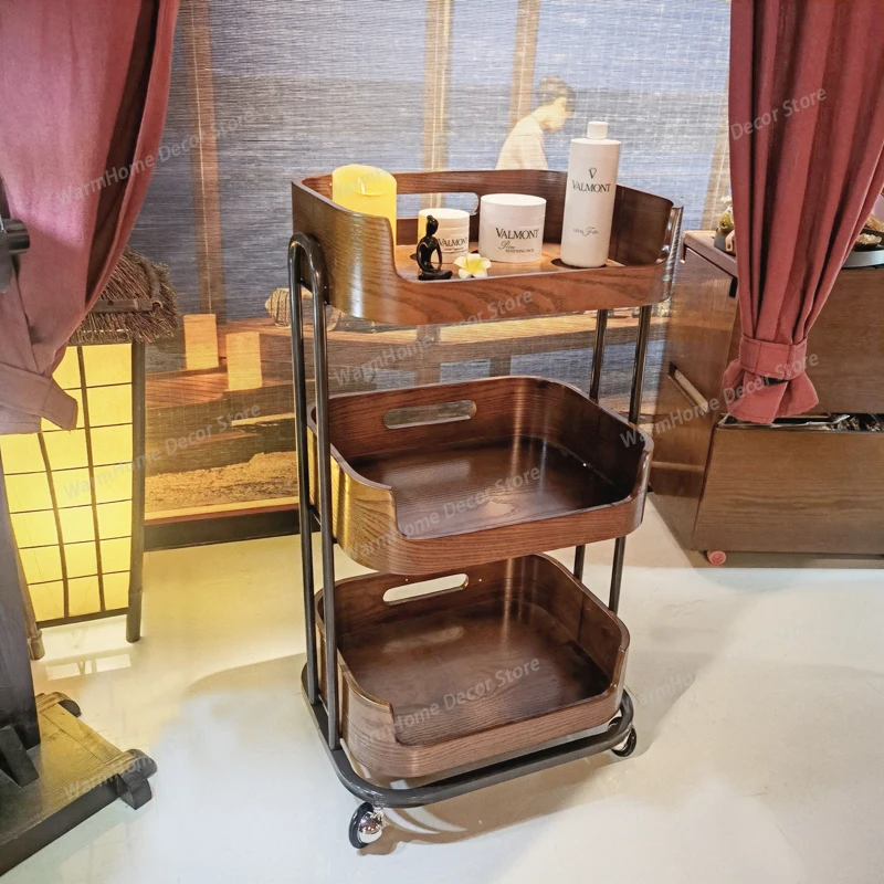 

Work Cart Wooden Salon Trolley Utility Cart Cleaning Storage Luxury Salon Trolley Modern Accent Furniture Carrito De Bar Lstc