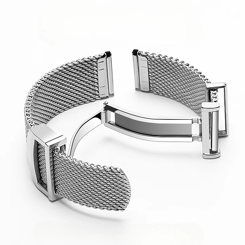 Para iwc portofino série portuguesa tecido malha estilo à prova dwaterproof água grande ventilação pulseira de aço sólido fivela dobrável 20 22mm