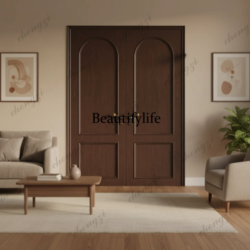 Z183 Customization Modern Style Solid Wood Paint Double Door, Original Wooden Door, Indoor Door, Entrance Door