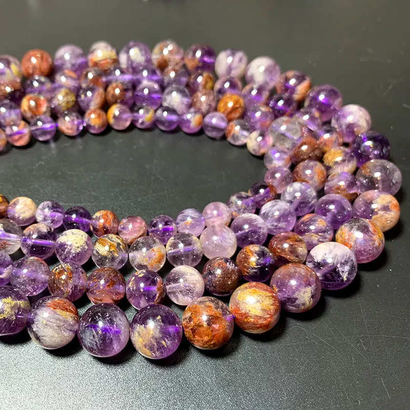 

Wholesale 100% Natural Purple Ghost Quartz Crystal Round Stone Beads For Jewelry Making DIY Bracelet Necklace 6/8/10/12MM 15''