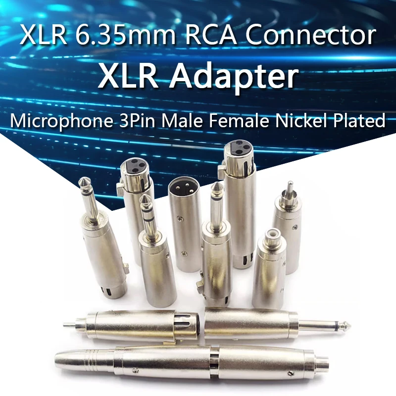 3Pin XLR Female To 6.35mm Male Mono Jack Lead Adapter Microphone 3pin XLR male to RCA female Leader Adapter Nickel Plated