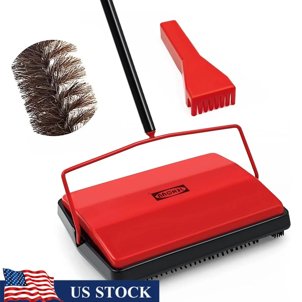 

Ручная подметальная машина для ковров с щетками из конского волоса, неэлектрический инструмент для чистки шерсти домашних животных, тихие валики для пыли, коврики и ковры