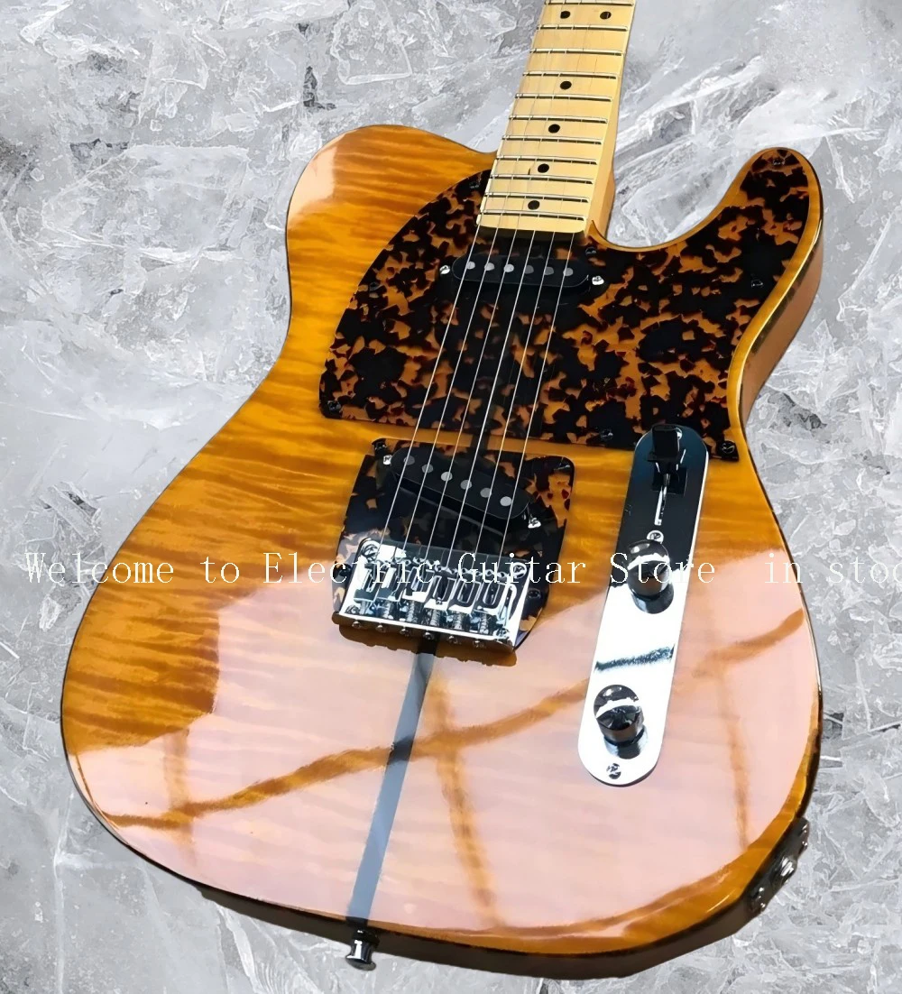 Madcat Mad Amber Yellow Flame Electric Guitar Leopard Pickguard &Body Binding #ASP654286
