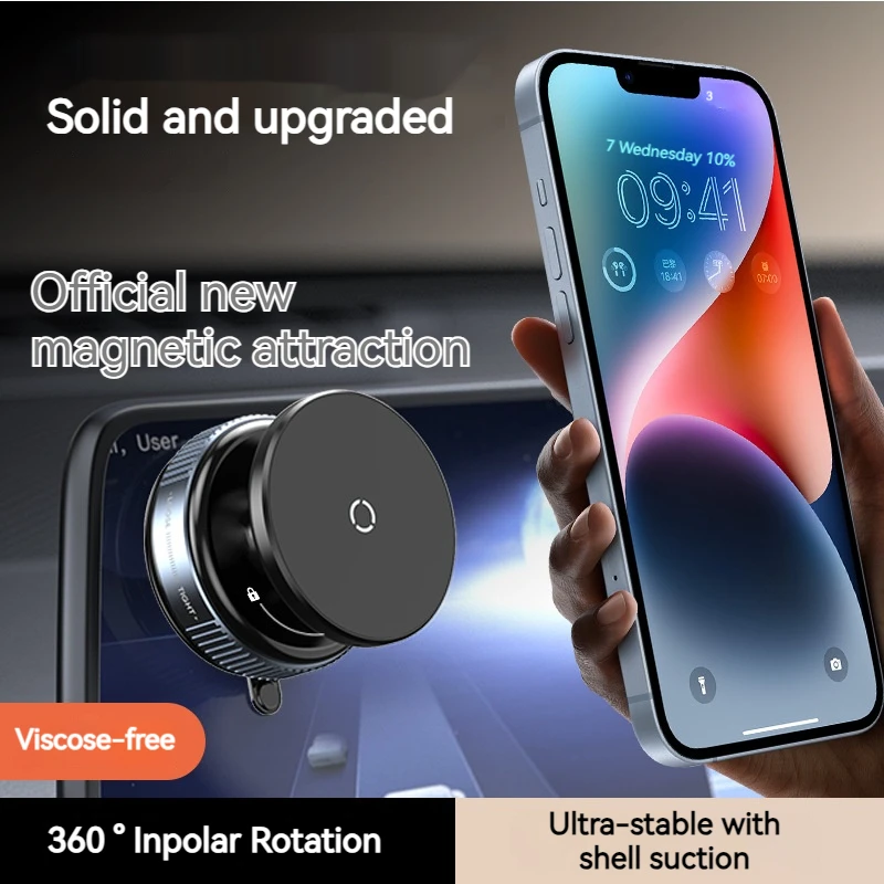 Vacuum Magnetic Car Phone Holder 360° Rotation Suction Cup Kitchen Mirro Gym Bath Shower for Iphone 16 15 14 13 12 11 Pro Max