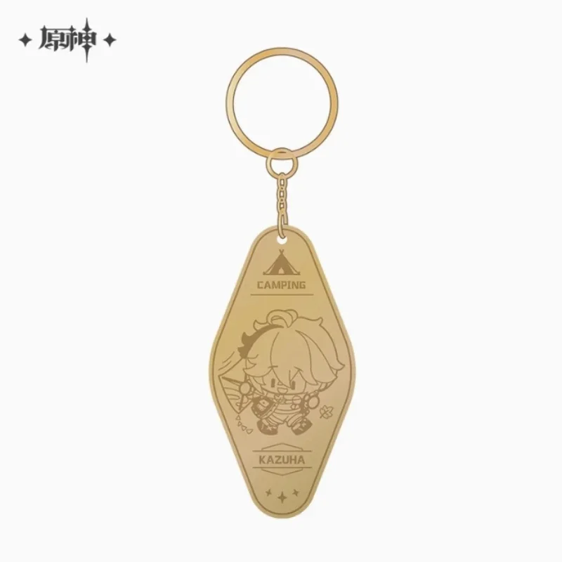 Anime Game Genshin Impact Peripheral Leisure Camping Theme Series Cute Kaedehara Kazuha Zhongli Sayu Metal Pendant Accessories