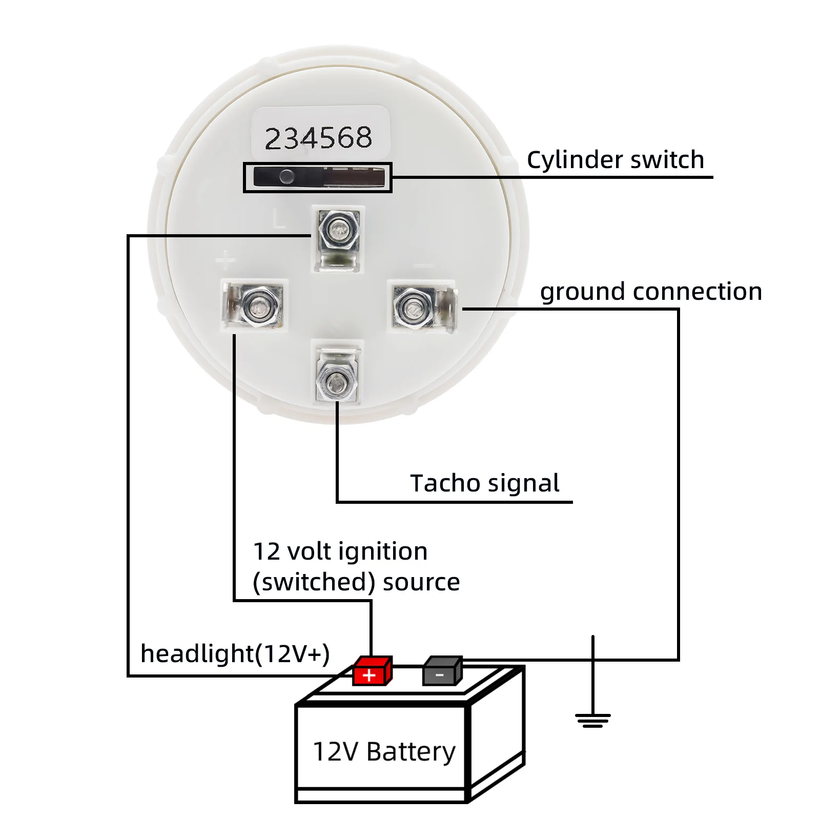 Contagiri da 2 "52MM 0-8000 RPM contagiri per 1-8 cilindri per misuratore di giri digitale per auto 12V con indicatore di retroilluminazione a LED bianco