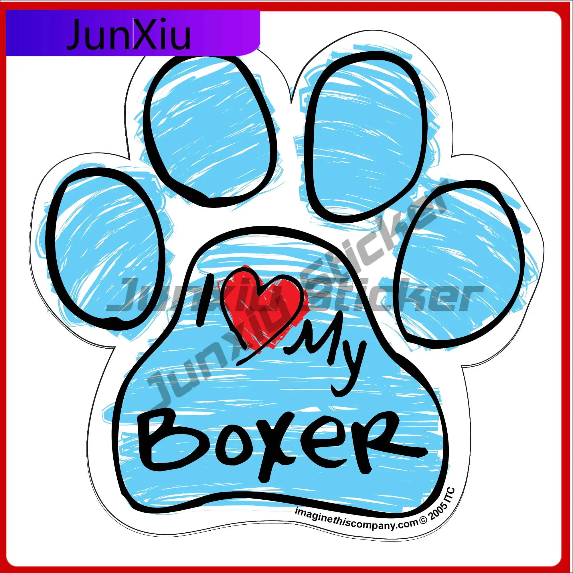 

Boxer Blue Scribble Paw Unique Car Laptop Walls Boat Boat Boat Decal Gift Funny Unique Vintage Cool Trendy Cute