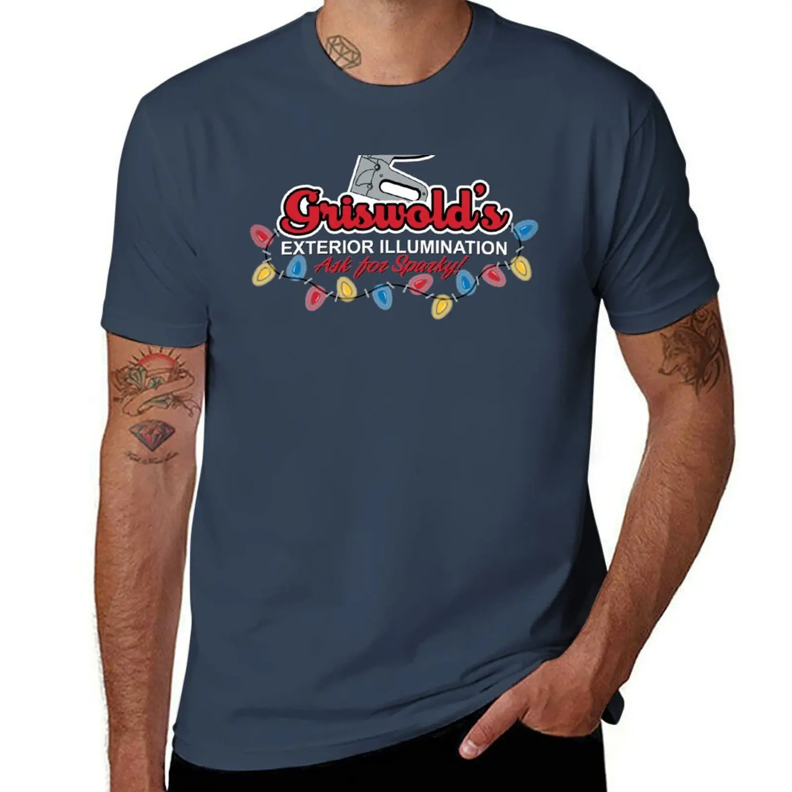 Griswold's Exterior Illumination T-Shirt Basic Plain Short Sleeve Crew Neck Tee