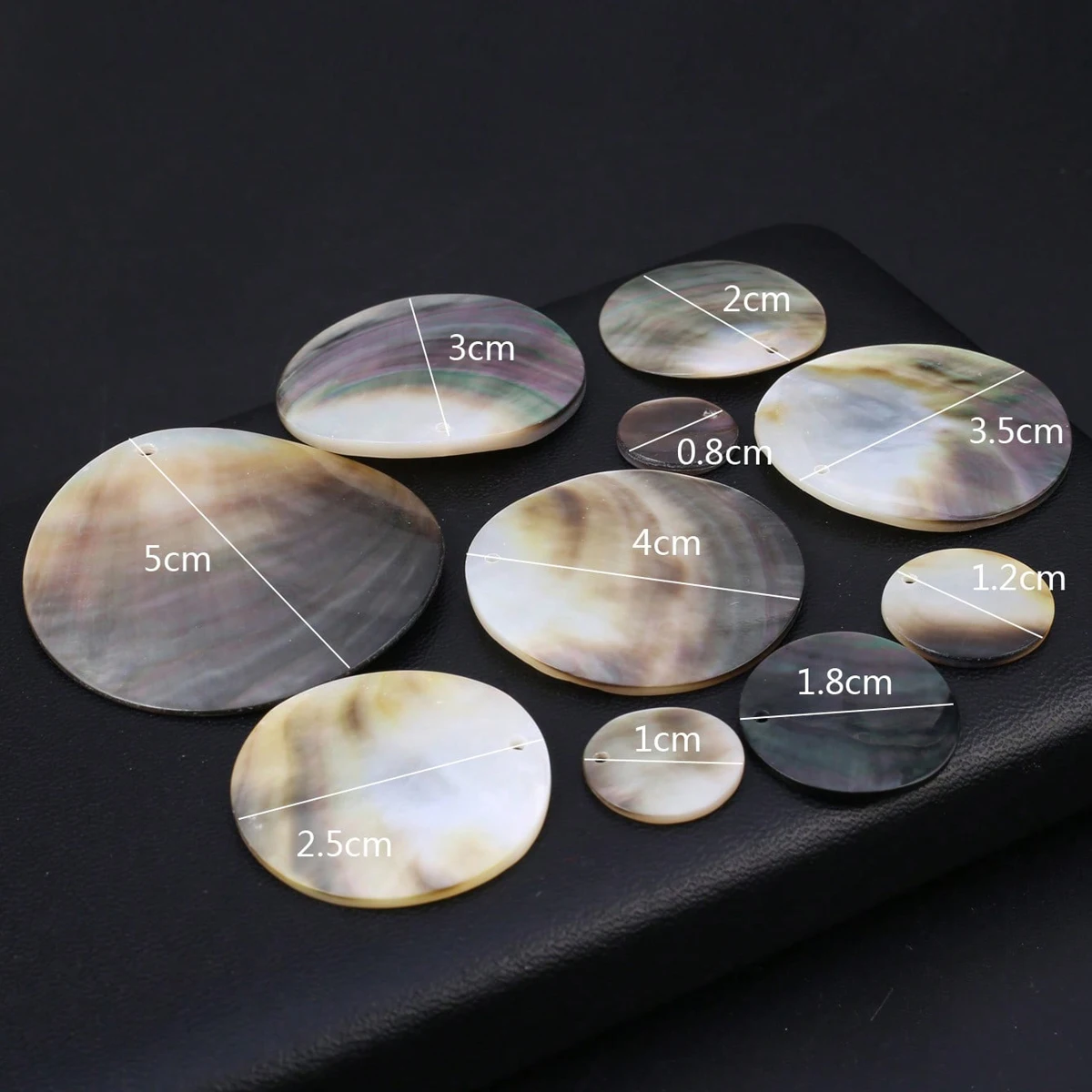 10 PCS Charm Natural Black Shell Circle Shape Pendant Beads DIY Jewelry Making Necklace Earrings Accessories 8/10/12/18/20mm