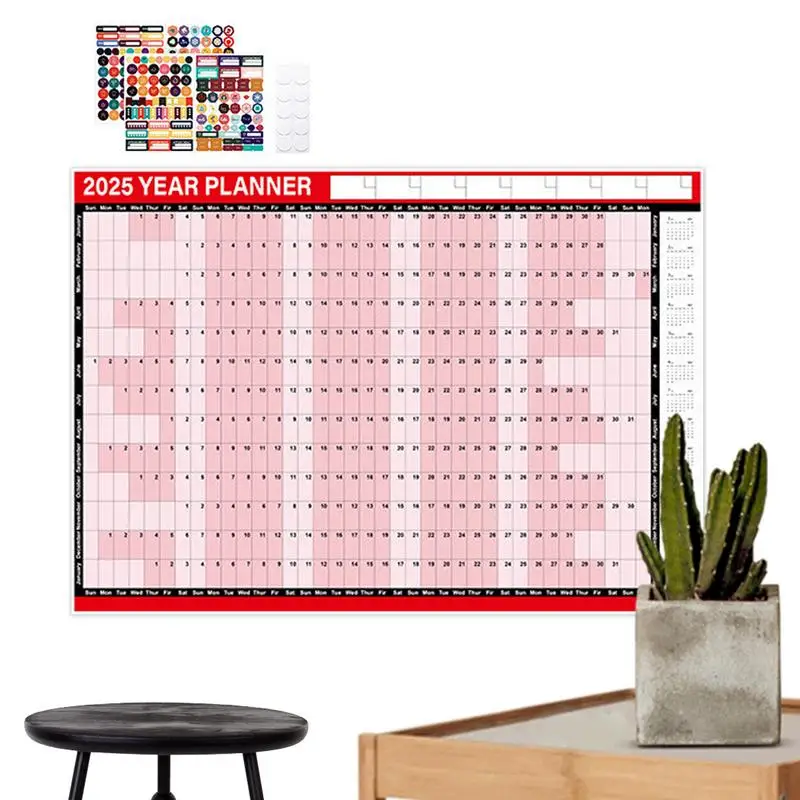 Dry Erase Wall Calendar 2025 Planning Calendar12 Months Scheduling Tool Yearly Timeline Organizer for Office Goal Management