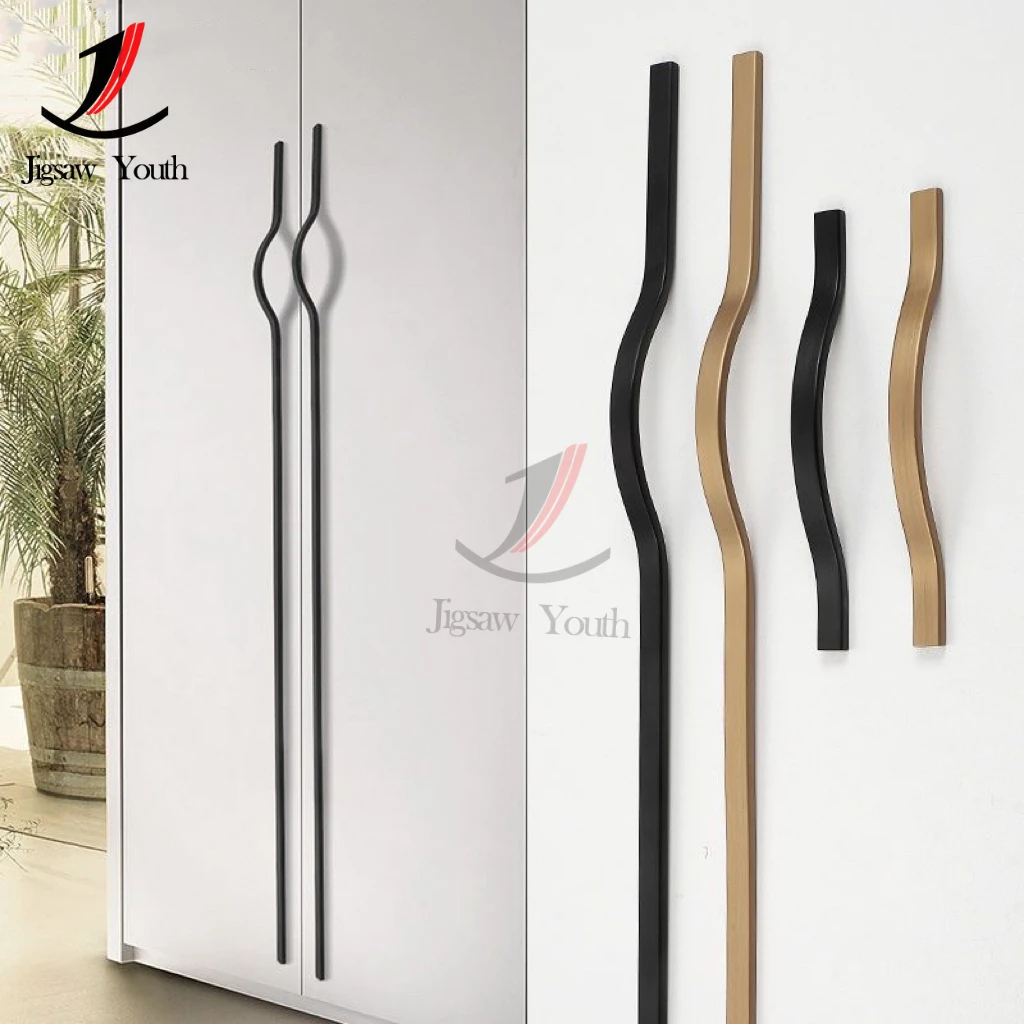 Image of 160mm-384mm Aluminium legierung Gold gebürstet Möbel Schrank Türgriff Kleider schrank Schrank Tür Schublade Griff Möbel Hardware