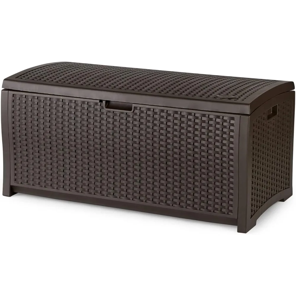 

73-Gallon Medium Deck Box - Lightweight Resin Indoor/Outdoor Storage Container and Seat for Patio Cushions and Gardening Tools