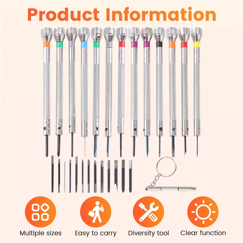 

AT29-13 Pieces Mini Precision Watch Screwdriver Jeweler Watch Screwdriver Set 0.6-2.0 Mm With 13 Extra Replace Blades