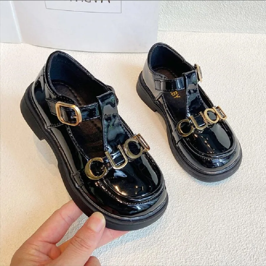 Autumn Winter 2024 New Boys\' Fashion Handsome Beans Shoes Skid Wear Resistant Girls\' Single Leather Shoes Black Brown Size 26-37