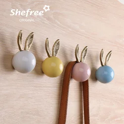 Wall Coat Hooks wall hooks decorative Mounted Coat Rack Hat Hooks key Bathroom Towel hooksWall Hangers Rabbit Ceramic Round Hook