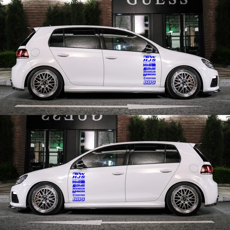 S/L Reflective Racing Door Decals Set Graphic Sponsor Vinyl Sticker Automobile Accessories