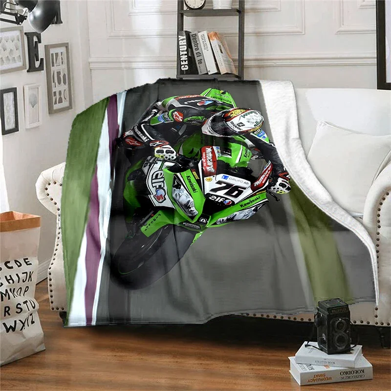 Motorcycle Kawasaki Motor Race GP Blanket Children's Blanket High Quality Flannel Soft and Comfortable Home Travel Blanket