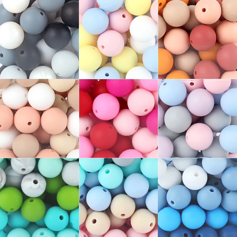 20Pcs 9MM 12MM 15MM Silicone Beads Colorful Round Beads For Jewelry Making DIY Beaded Pen Keychain Jewelry Accessories