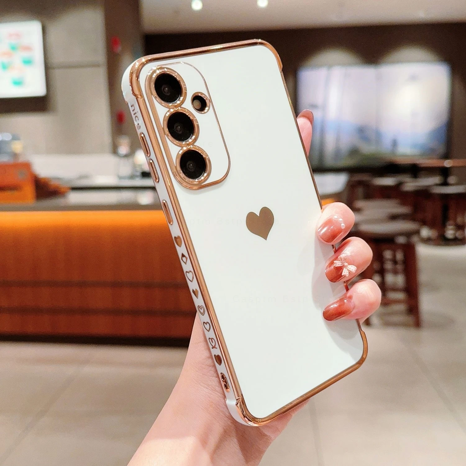 Funda de teléfono con patrón lateral de corazón de amor para Samsung Galaxy A55, A54, A53, A52, A52S, 4G, 5G, A35, A25, A15, A34, A24, A14, A12,