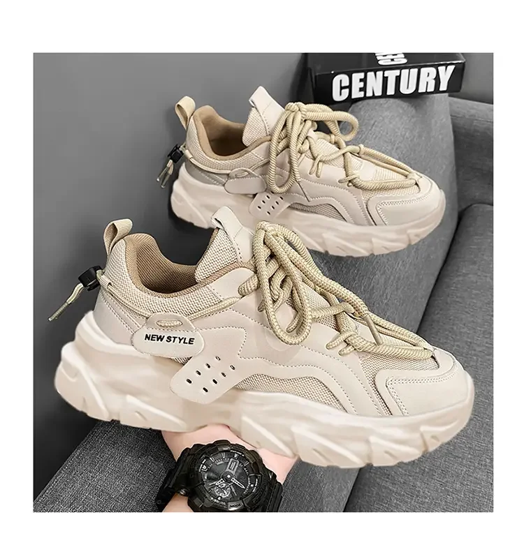

Male Fashion Street Shoes Lightweight Comfortable Lace-Up Gym Shoes Mens White Sneakers