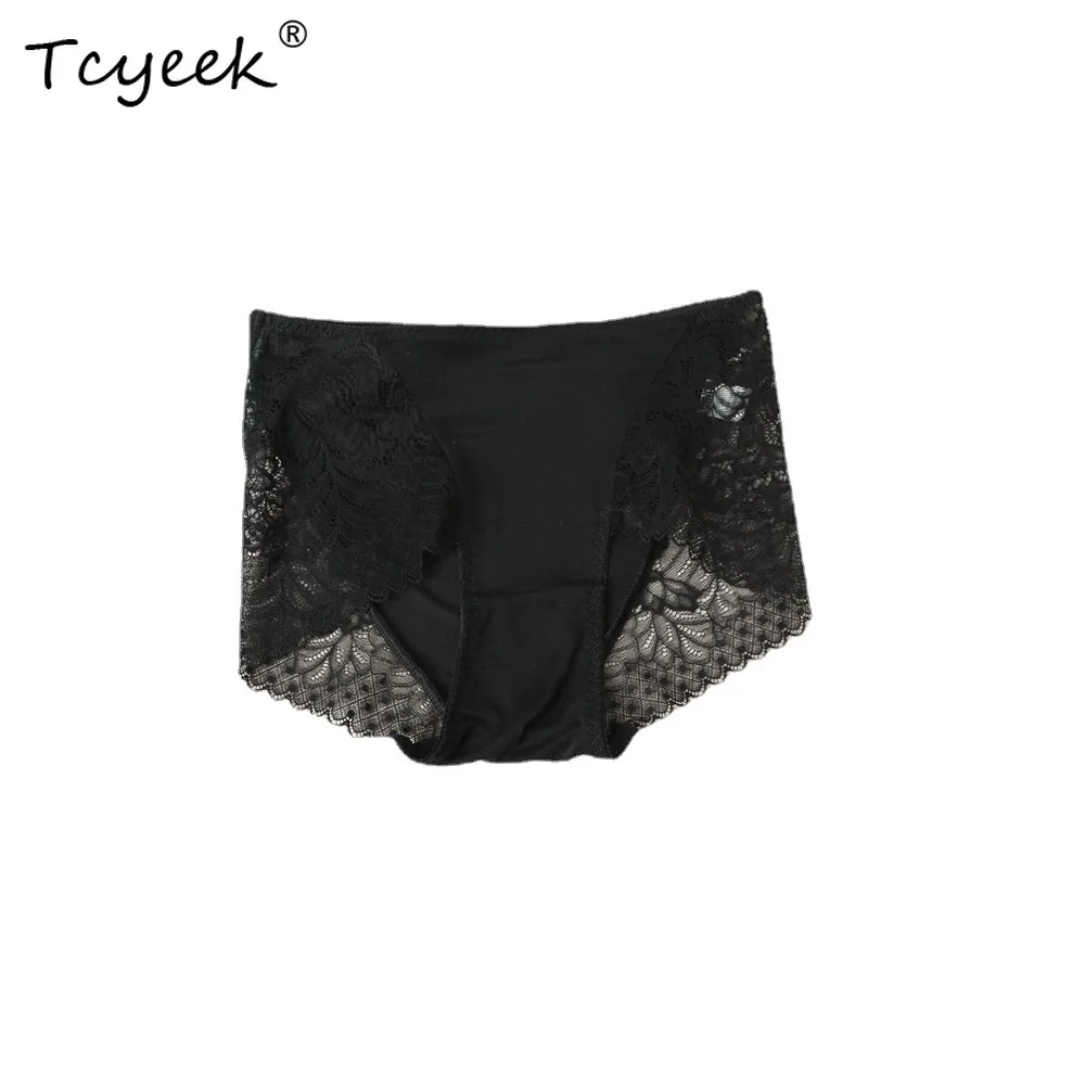 

Tcyeek, сексуальные трусы из 100% натурального шелка, женские однотонные трусы со средней талией, милое дышащее кружевное нижнее белье без следов, лето 2024, P44112QC