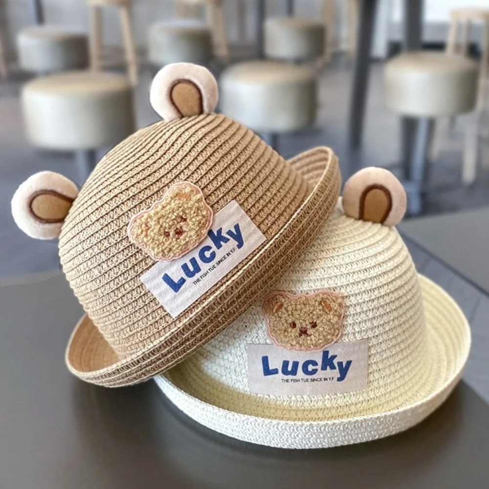 

New Cartoon Bear Bucket Hat Breathable Trendy Sunscreen Hat Adjustable Anti-UV Beach Hat Outdoor Sports