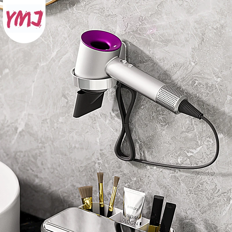 High Quality Wall-mounted Hair Dryer Holder with Hook Bathroom Shelf Hairdryer Holder Rack Storage Organizer for Hairdryer Shelf