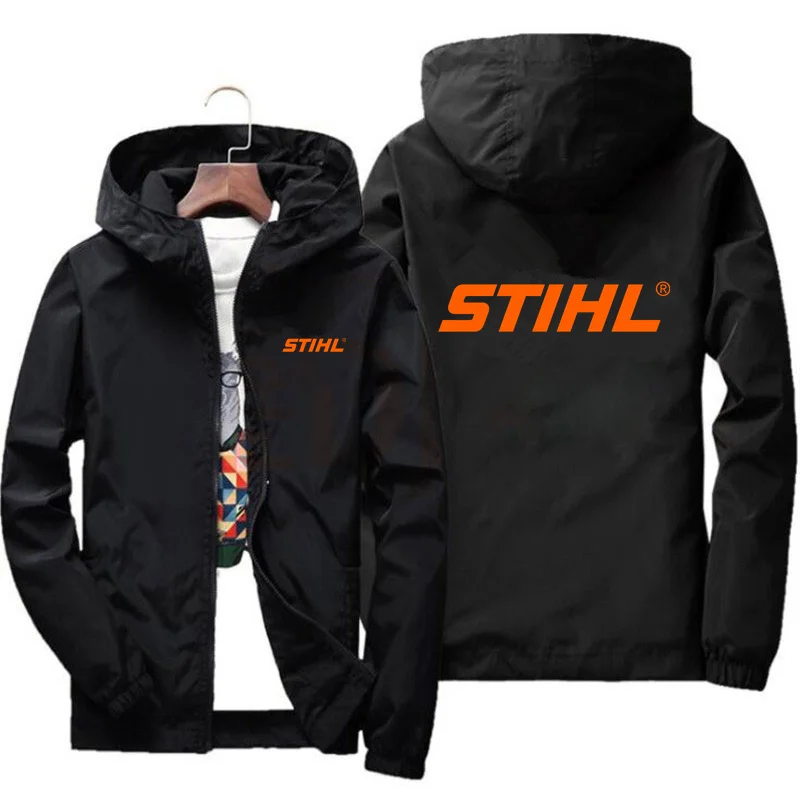 2025 Spring and Autumn New Men's Jacket Stihls Logo Coat Simple Solid Baseball Neck Zipper Windbreaker Coat Cycling Coat