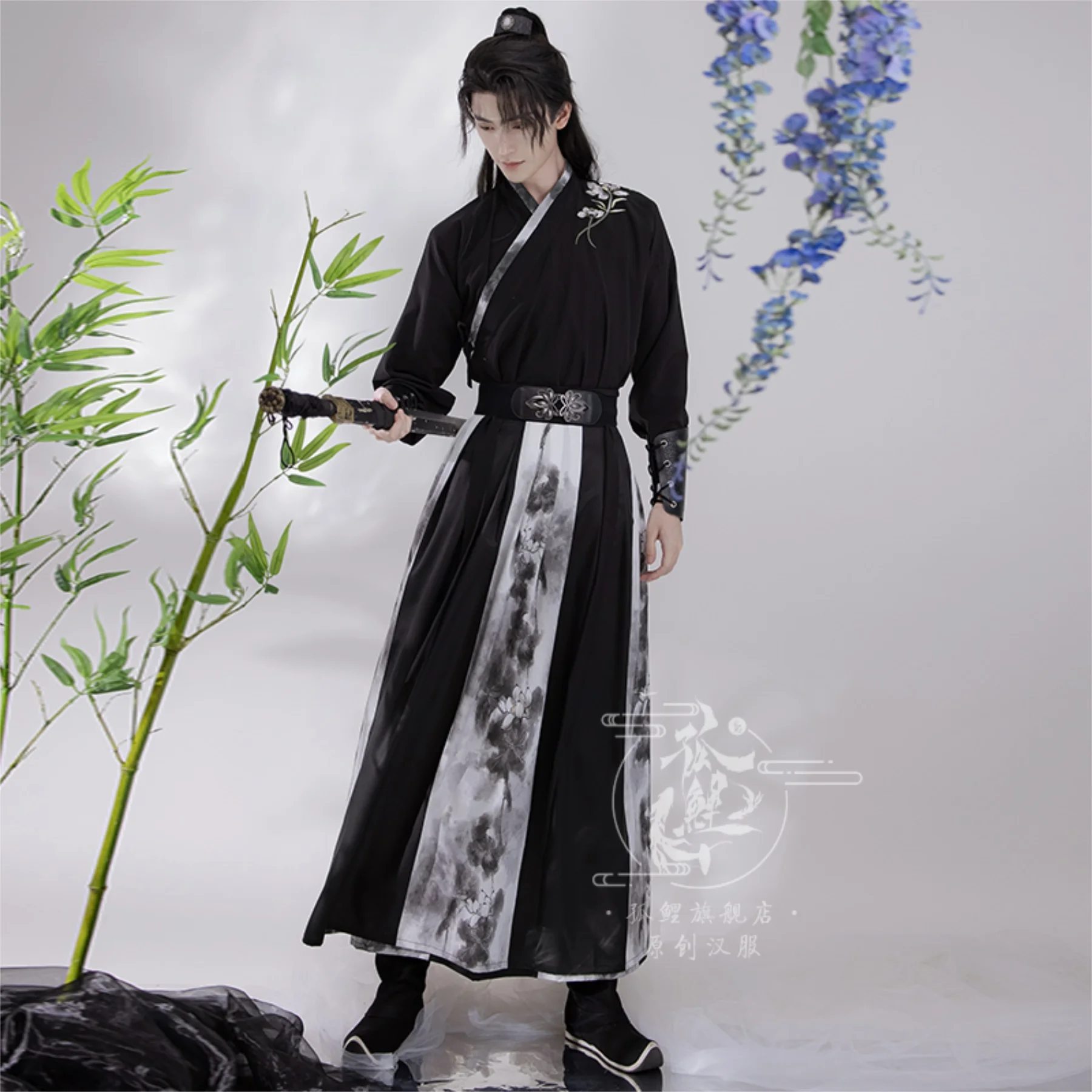 Hanfu chinois des Prairies pour hommes, costume de cosplay masculin, tenue de fête noire, grande taille, 3XL