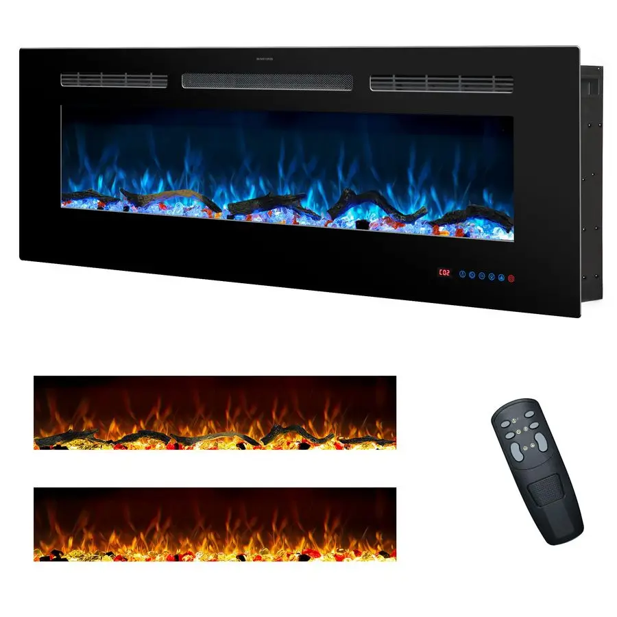 

Inches Electric Fireplace Inserts, Recessed and Wall Mounted Fireplace Heater for Indoor Use with Remote Control, 13 Color Flame