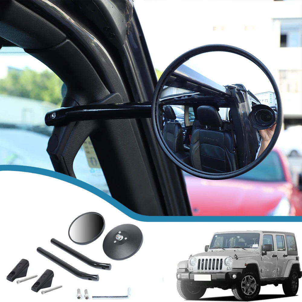 

Car Side Rearview Mirror A-pillar Grab Handle Rear View Mirror for Jeep Wrangler JL Gladiator JT 2018-2023 Exterior Accessories